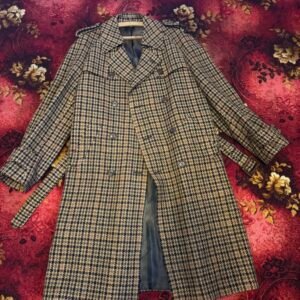Szwedzki płaszcz vintage w pepitkę „Top Coat” – Tailored in Sweden, lata 60.–70.